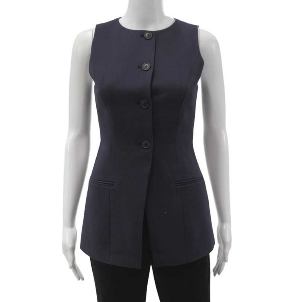 Aligne Women Sleeveless Blouse Vest Crew Neck Blue Size 0
